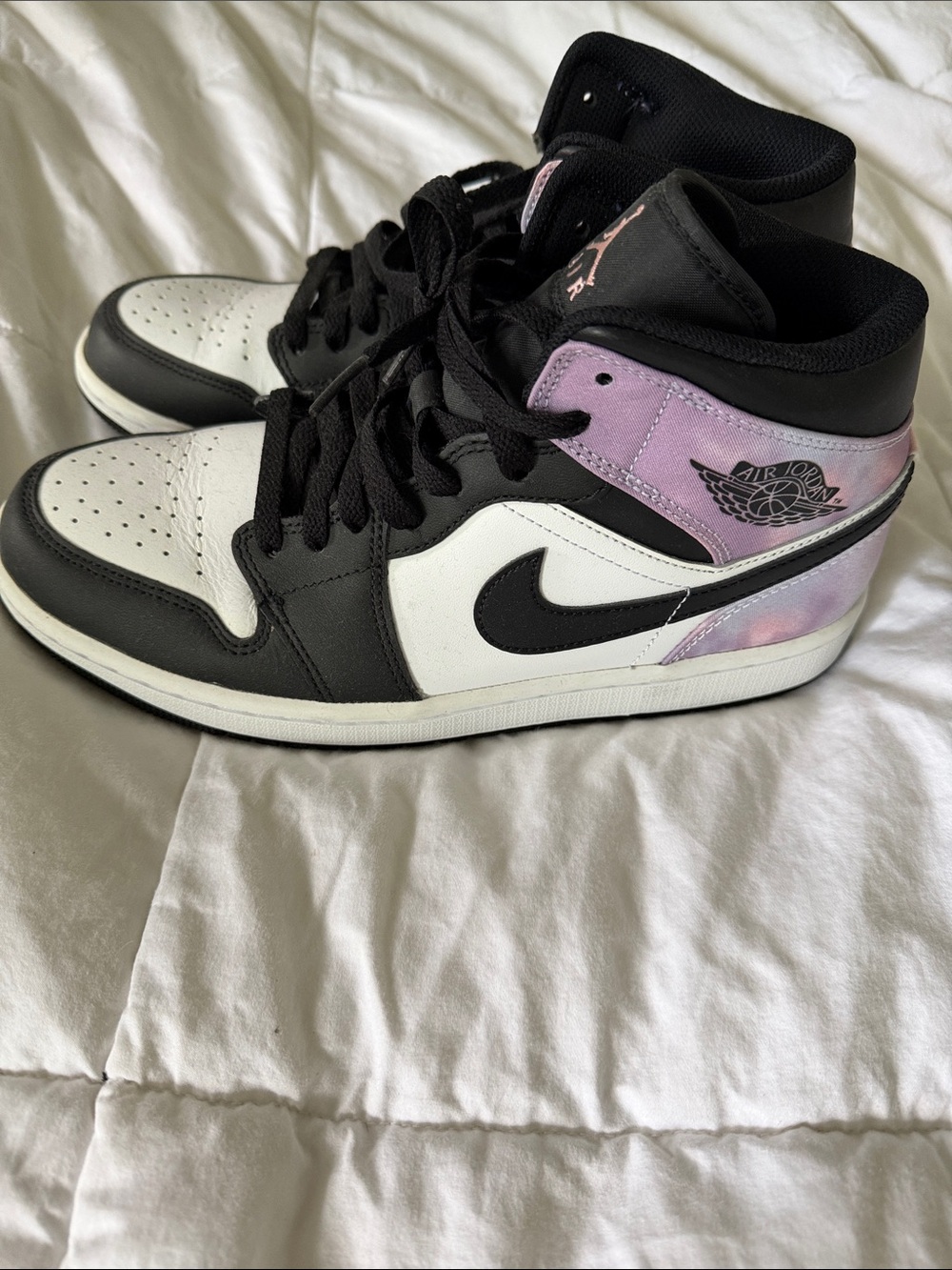 Jordan Men’s High-Top Sneakers in Black White and Lavender zen master